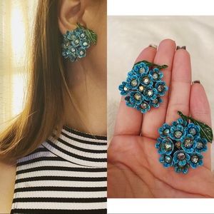 Vintage 50s / 60s Periwinkle Blue Flower Earrings